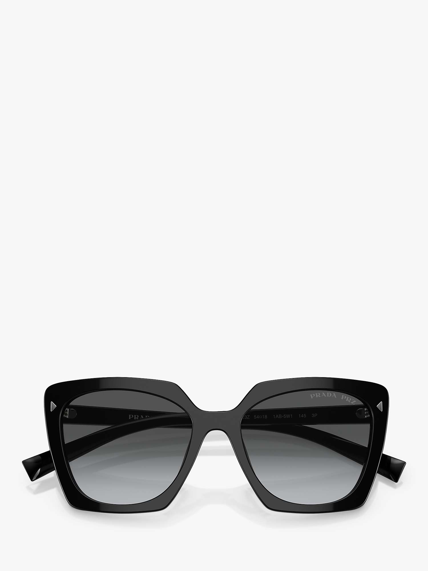 Buy Prada PR 23ZS Women's Polarised Square Sunglasses, Black/Grey Gradient Online at johnlewis.com