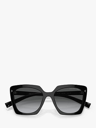 Prada PR 23ZS Women's Polarised Square Sunglasses, Black/Grey Gradient