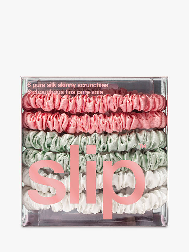 Slip® Skinny Silk Scrunchies, Pack of 6, Rose, White, Mint