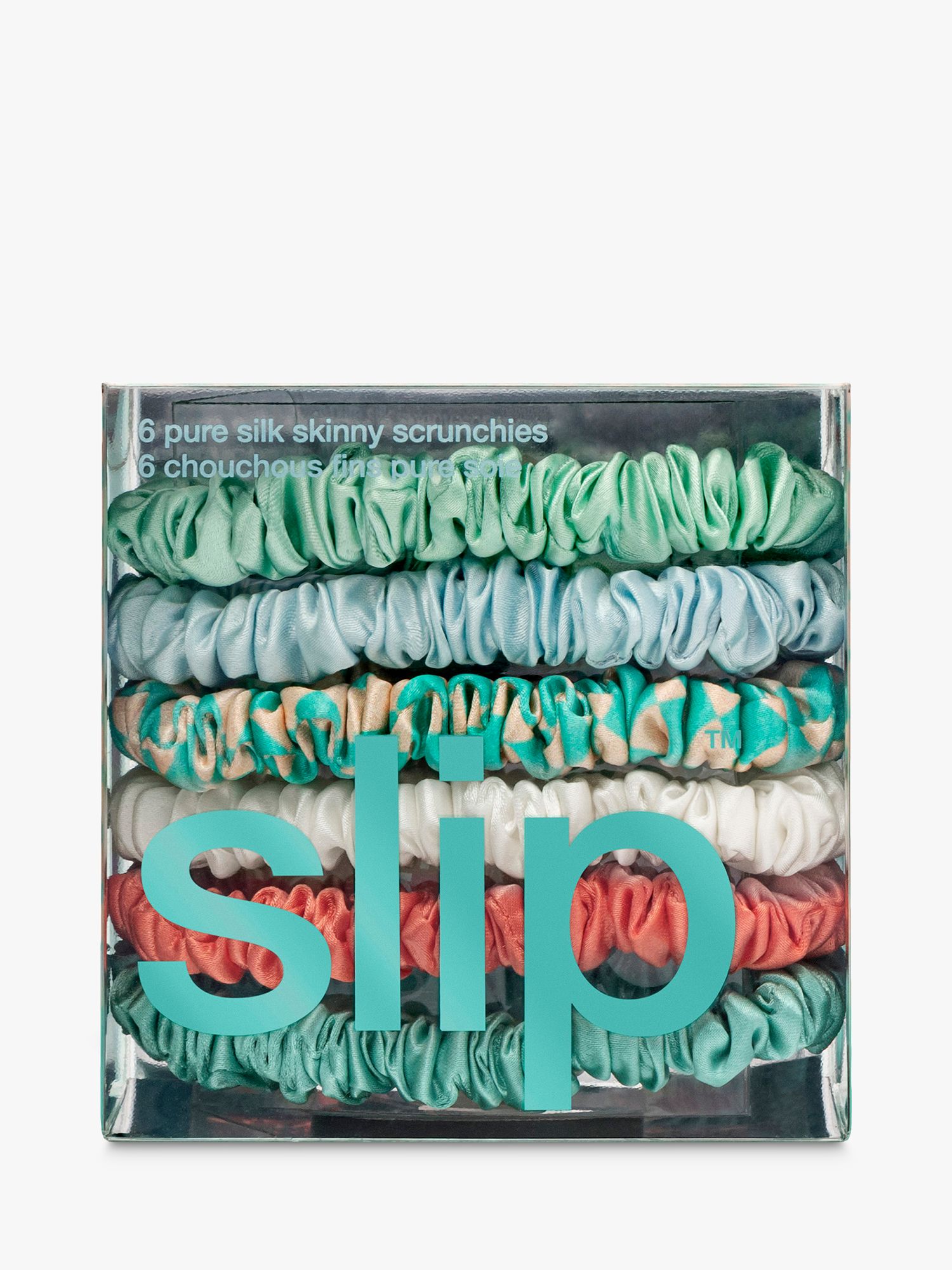 Slip® Skinny Silk Scrunchies, Pack of 6, Sea Breeze