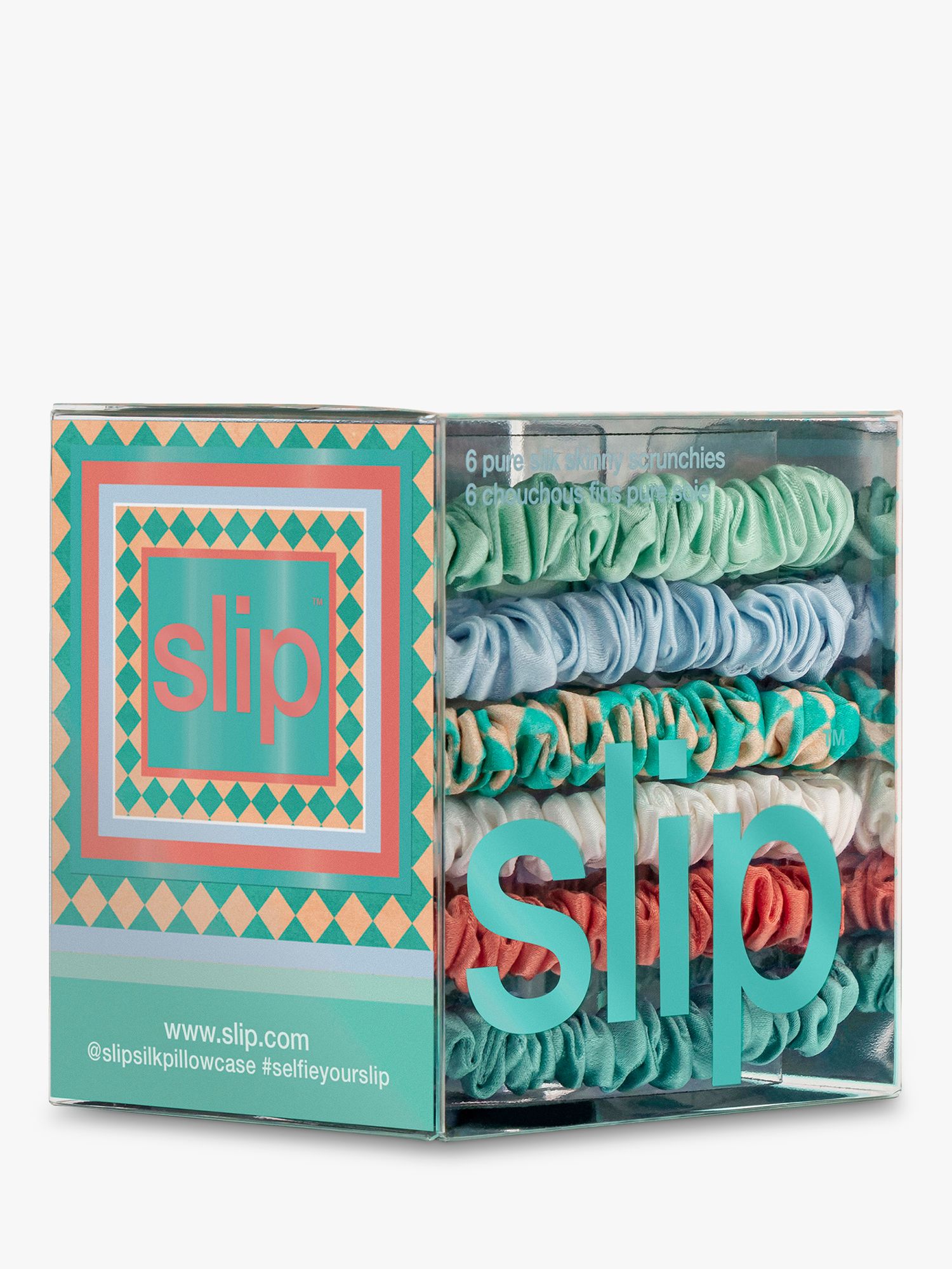 Slip® Skinny Silk Scrunchies, Pack of 6, Sea Breeze