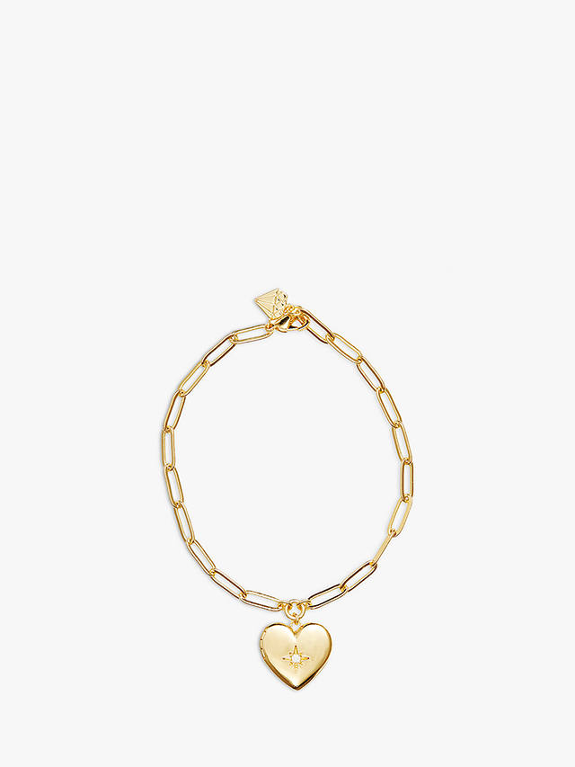 Wanderlust + Co Heart Locket Chain Bracelet, Gold