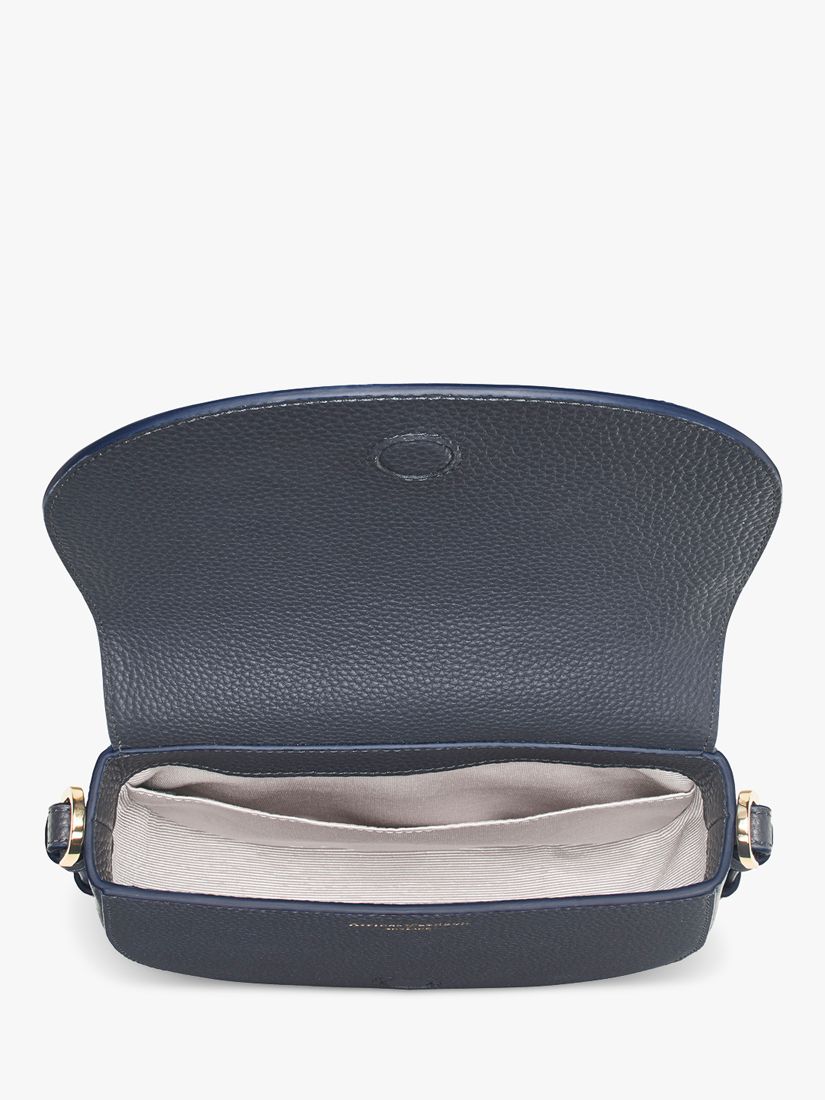 Aspinal of London Stella Small Full Grain Leather Satchel Bag, Navy