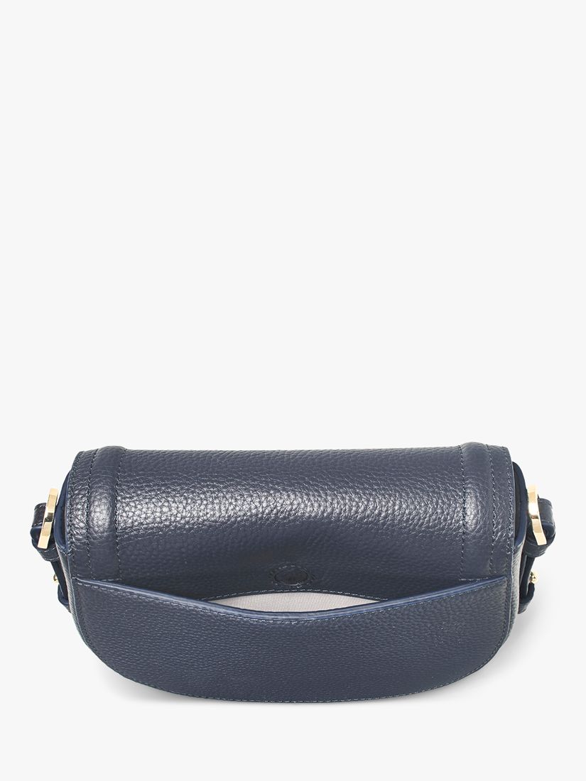 Aspinal of London Stella Small Full Grain Leather Satchel Bag, Navy