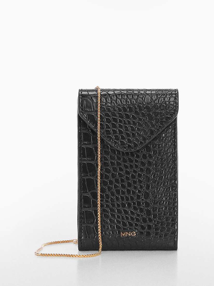 Buy Mango Leonor Croc Mobile Phone Bag, Black Online at johnlewis.com