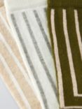 John Lewis Deco Stripe Cotton Mix Ankle Socks, Pack of 3, Natural/Multi