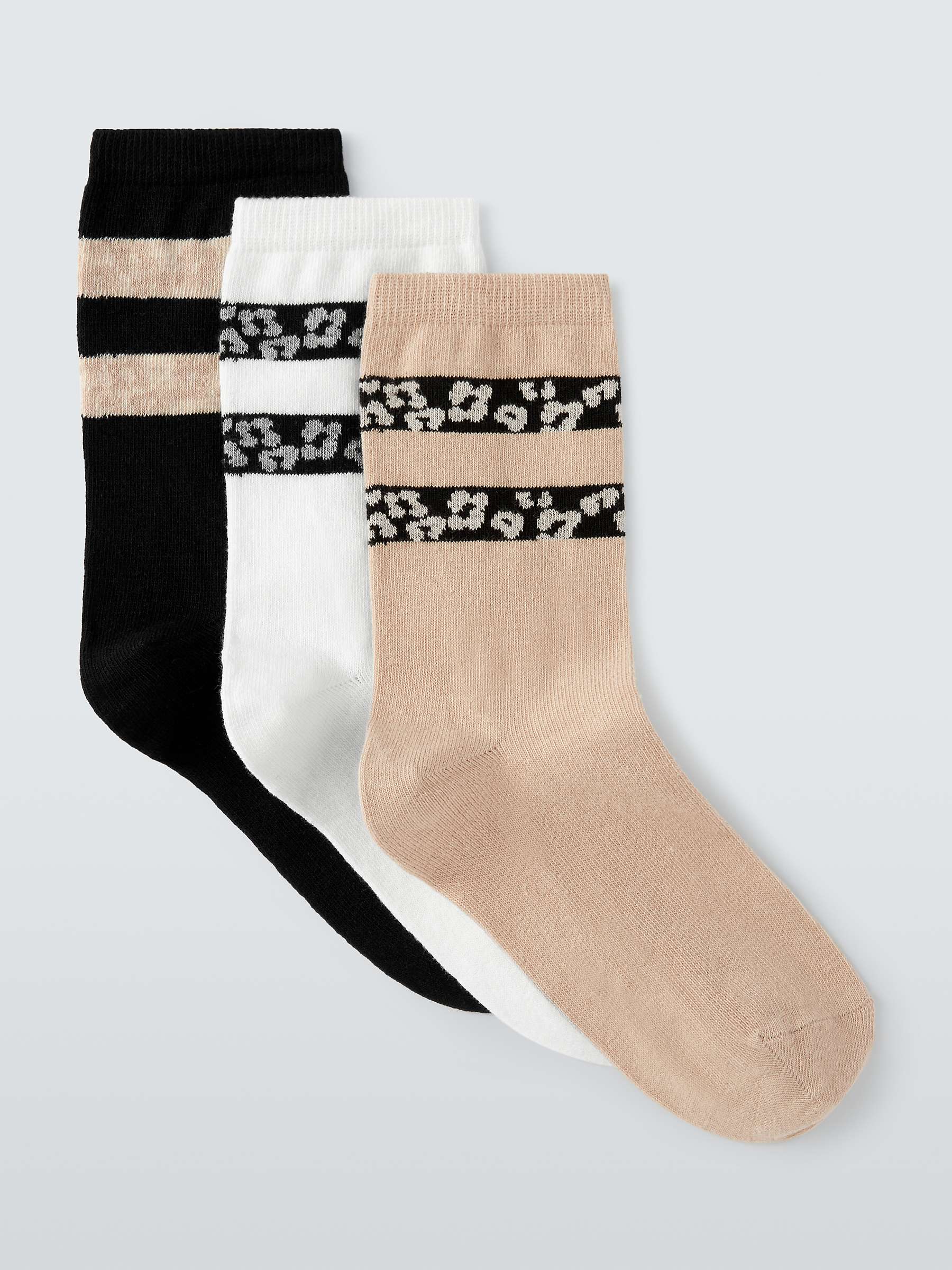 Buy John Lewis Animal Spot Print Ankle Socks, Pack of 3, Natural/Multi Online at johnlewis.com