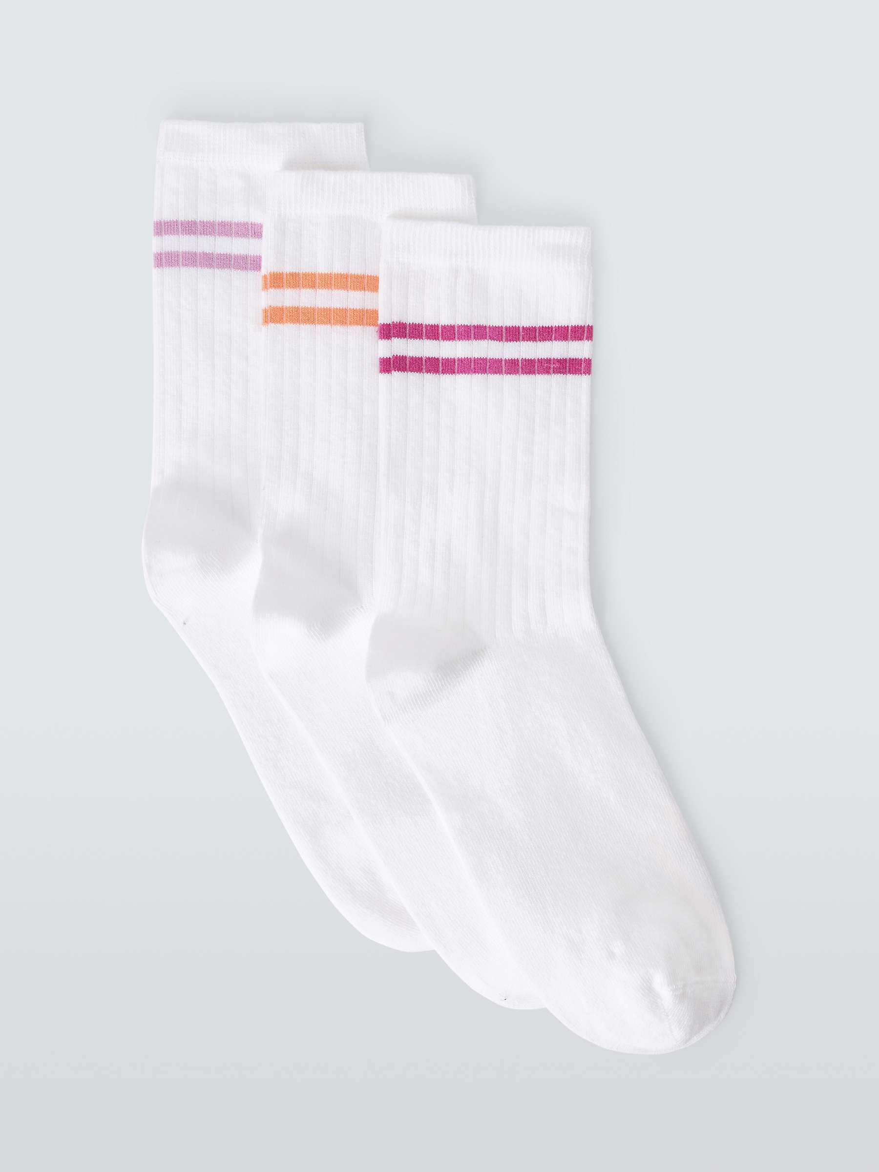 Buy John Lewis Sports Stripe Ankle Socks, Pack of 3 Online at johnlewis.com