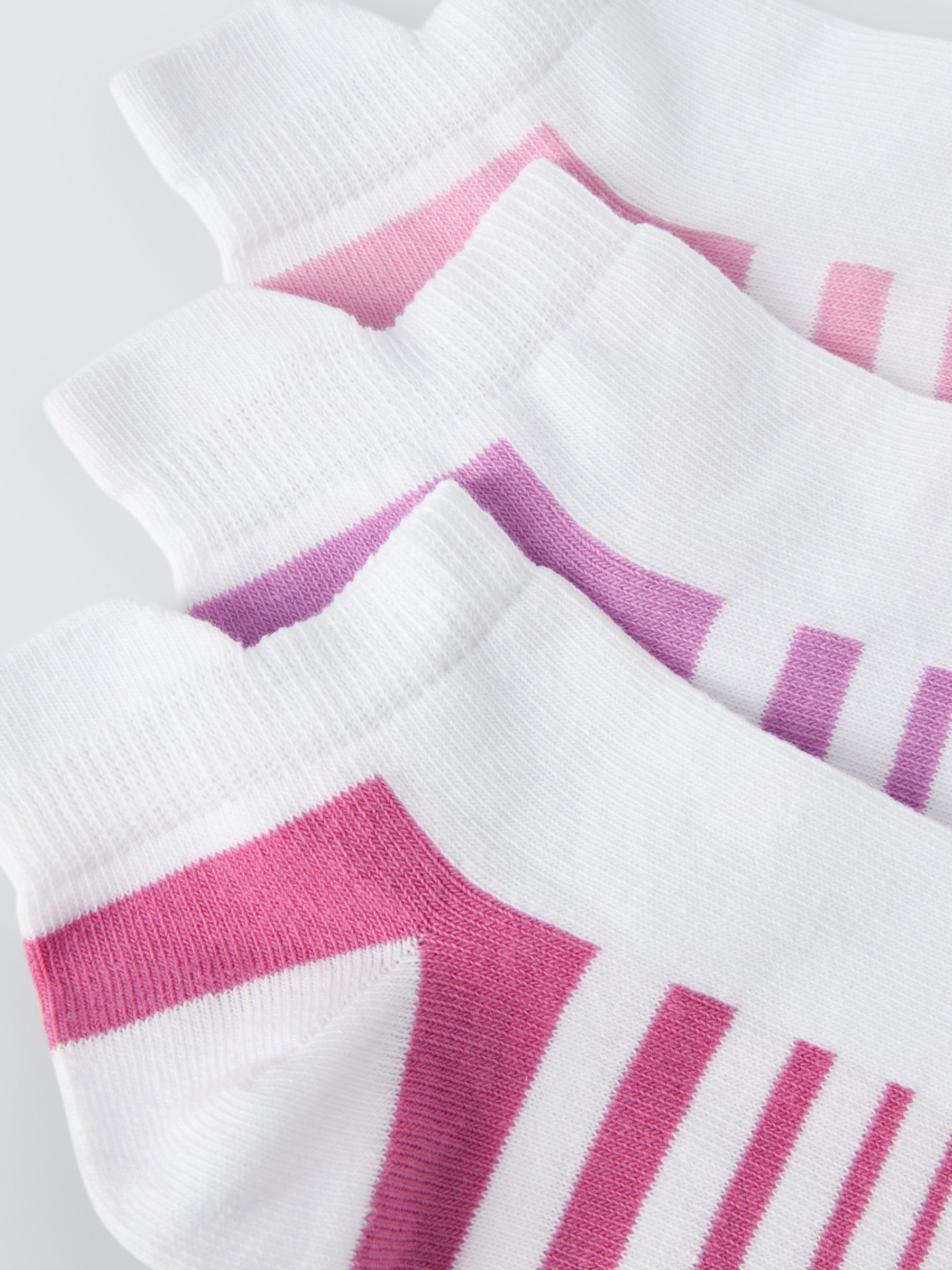 John Lewis Stripe Sports Trainer Socks, Pink/Multi