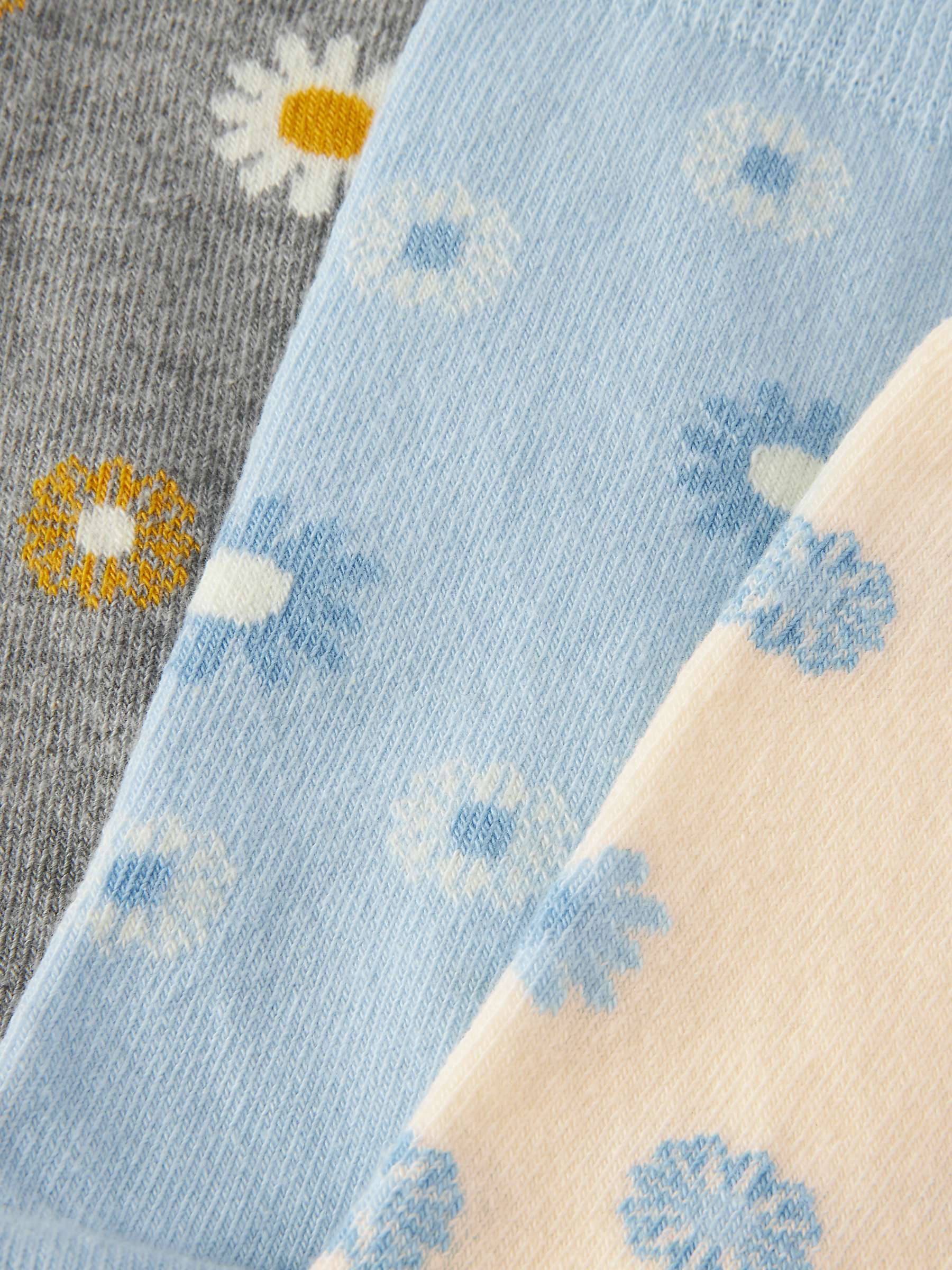 Buy John Lewis Floral Print Cotton Mix Ankle Socks, Pack of 3, Blue/Multi Online at johnlewis.com