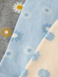 John Lewis Floral Print Cotton Mix Ankle Socks, Pack of 3, Blue/Multi