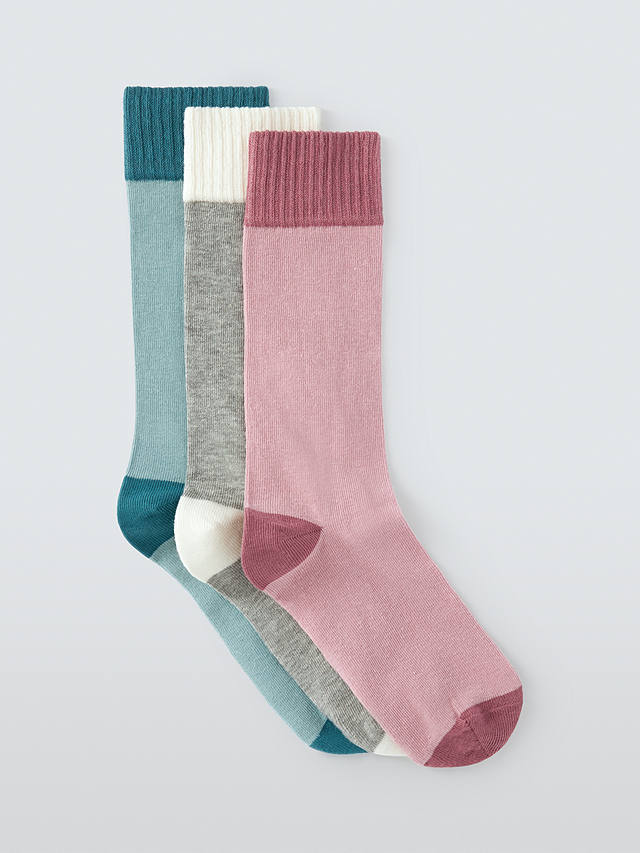 John Lewis Deep Welt Ankle Socks, Pack of 3, Multi