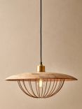Nkuku Chakai Wood & Brass Pendant Ceiling Light, Natural