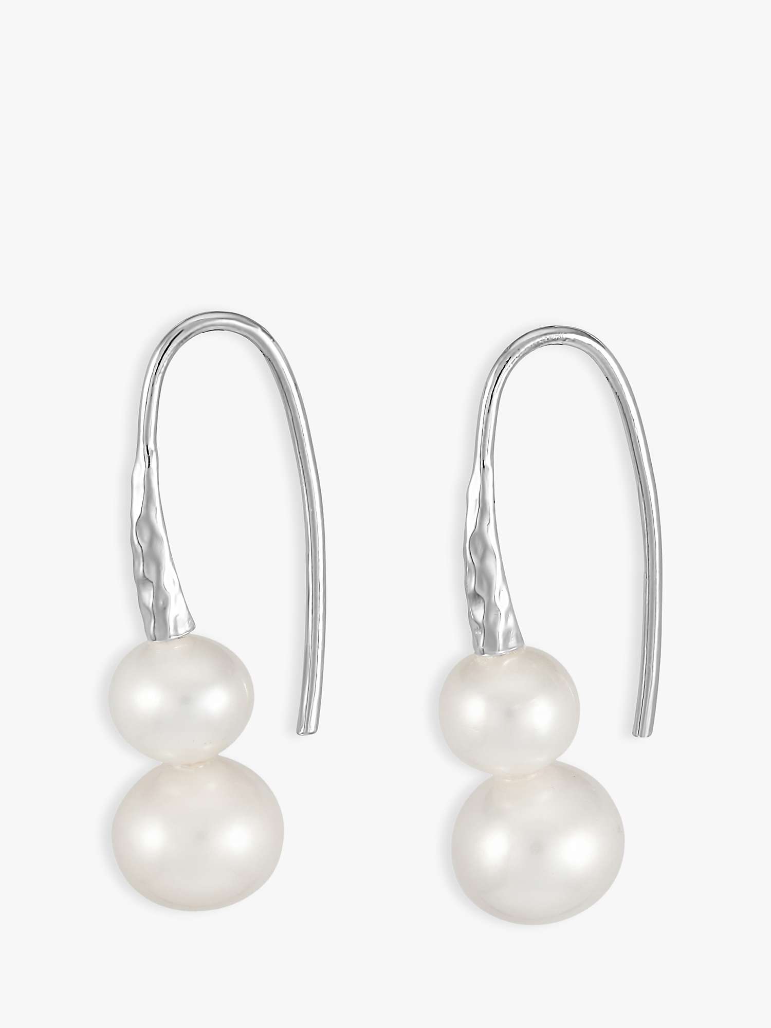 Buy Dower & Hall Double Freshwater Pearl Hook Drop Earrings, Silver/White Online at johnlewis.com