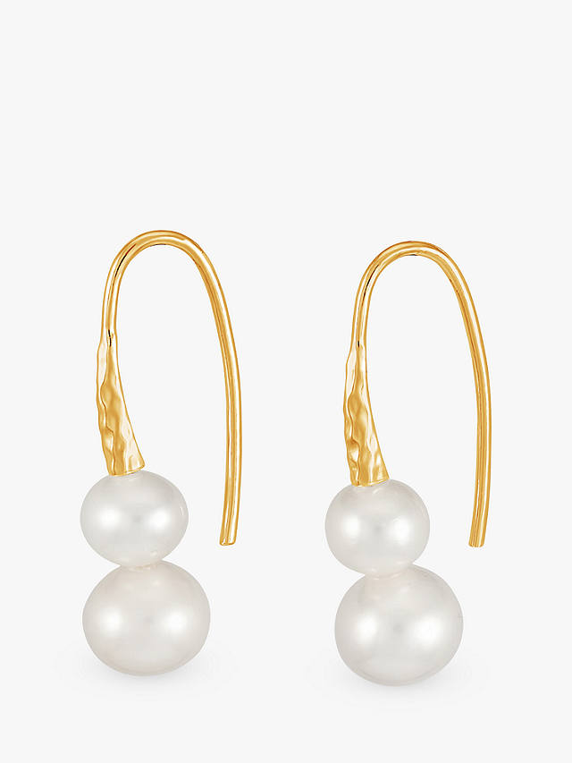 Dower & Hall Timeless Freshwater Pearl Duo Drop Earrings, Gold