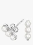 Dower & Hall Timeless Pearls Triple Pearl Bar Stud Earrings