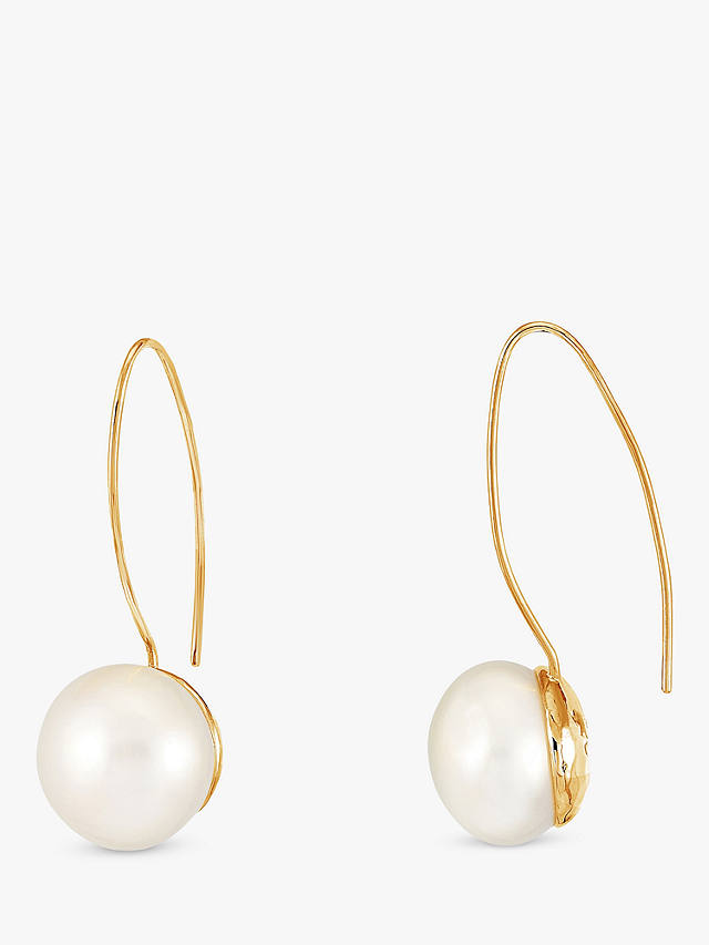 Dower & Hall 14mm Pearl Hook Drop Earrings, Gold/White