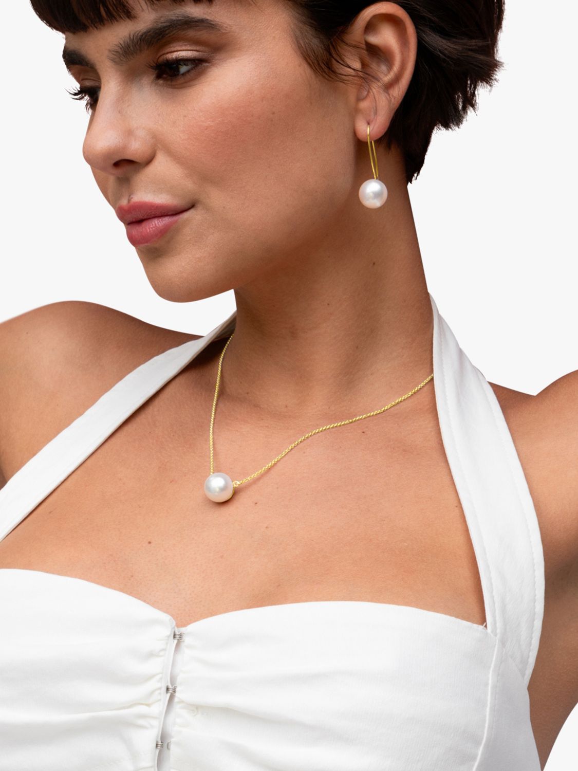 Buy Dower & Hall 14mm Pearl Hook Drop Earrings, Gold/White Online at johnlewis.com