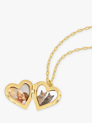 Dower & Hall Treasured Heart Locket on Millie-Grain Textured Chain, Gold