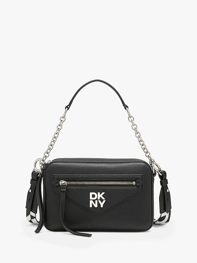 DKNY Greenpoint Leather Camera Bag, Black/Silver