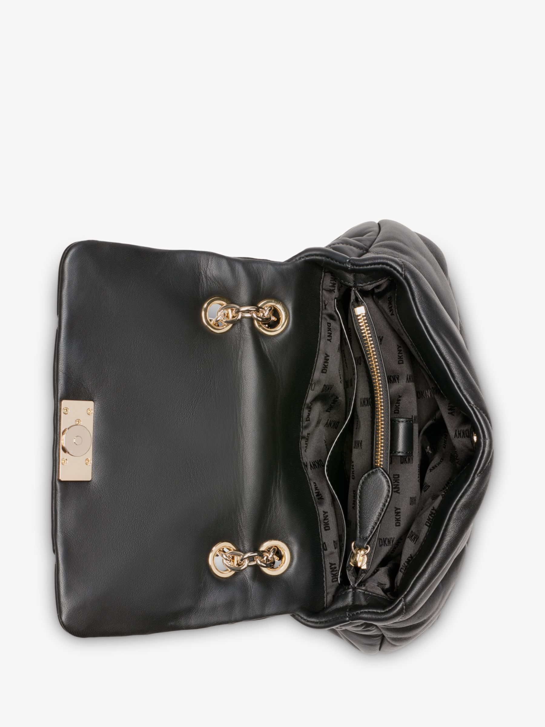 Buy DKNY Red Hook Leather Crossbody Bag, Black/Gold Online at johnlewis.com