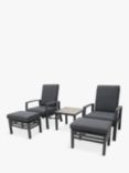 LG Outdoor Monza 2-Seater Garden Side Table & Recliner Chairs & Footstool Set, Graphite