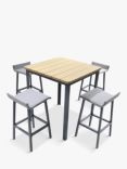 LG Outdoor Venice 4-Seater Square Garden Bar Table & Stools Set, Graphite