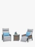 LG Outdoor Seville 2-Seater Garden Reclining Chairs & Side Table Set, Grey