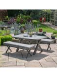 LG Outdoor Java 6-Seater Rectangular Garden Dining Table & Bench Set, Grey