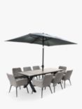 LG Outdoor Java 8-Seater Rectangular Garden Dining Set & Parasol, Grey