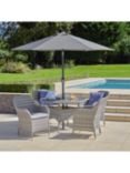 LG Outdoor Monte Carlo 4-Seater Round Garden Dining Table & Chairs Set with Parasol, Stone
