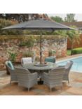 LG Outdoor Monte Carlo 6-Seater Round Garden Dining Table & Chairs Set, Stone