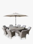 LG Outdoor St Tropez 8-Seater Oval Garden Dining Table & Chairs Set with Parasol