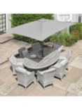LG Outdoor St Tropez 8-Seater Oval Garden Dining Table & Chairs Set with Parasol, Stone