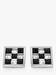 Hoxton London Crystal Chequerboard Square Cufflinks, Silver/Multi