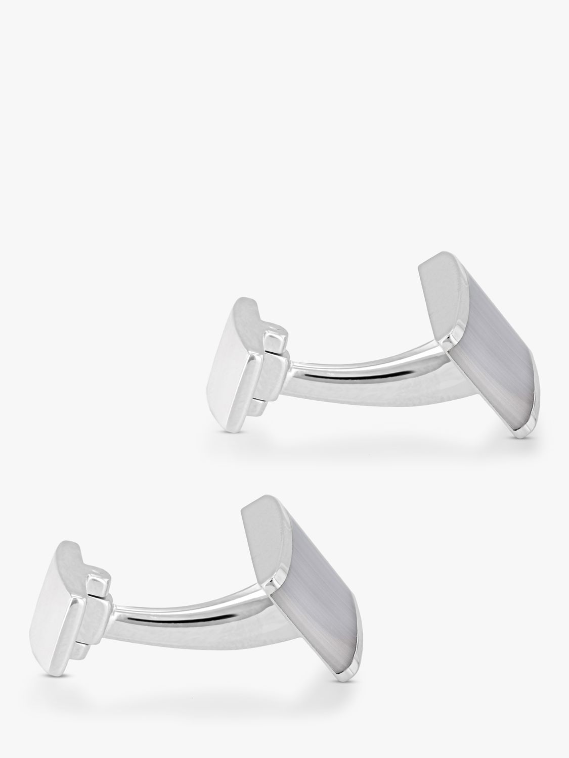 Hoxton London Cats Eye Curved Rectangle Cufflinks, Silver/Grey