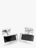 Hoxton London Cats Eye Curved Rectangle Cufflinks, Silver/Black