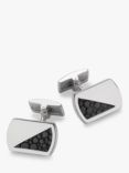Hoxton London Leather Inlay Rectangle Cufflinks, Silver/Black