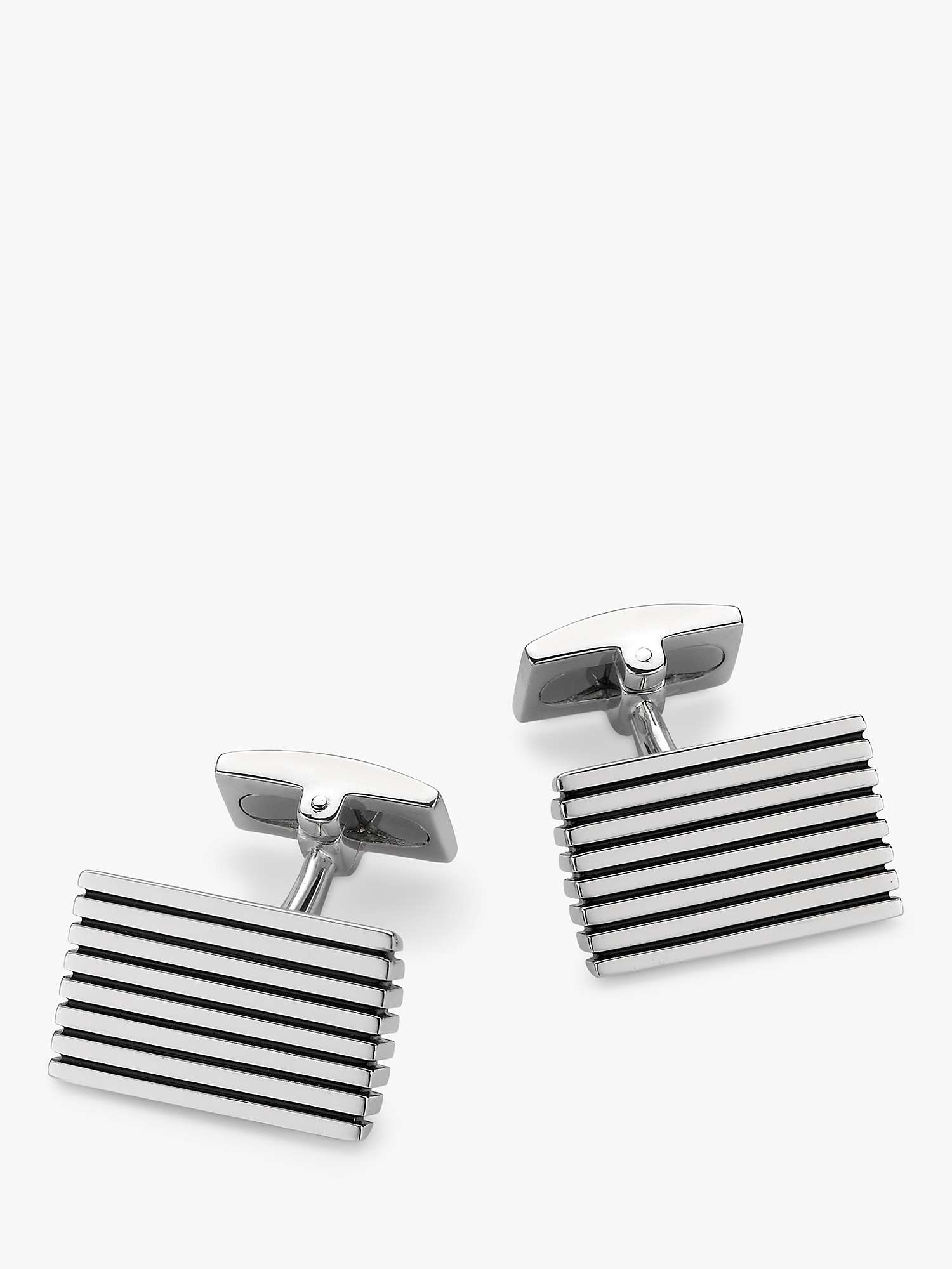 Buy Hoxton London Striped Rectangle Cufflinks, Silver Online at johnlewis.com