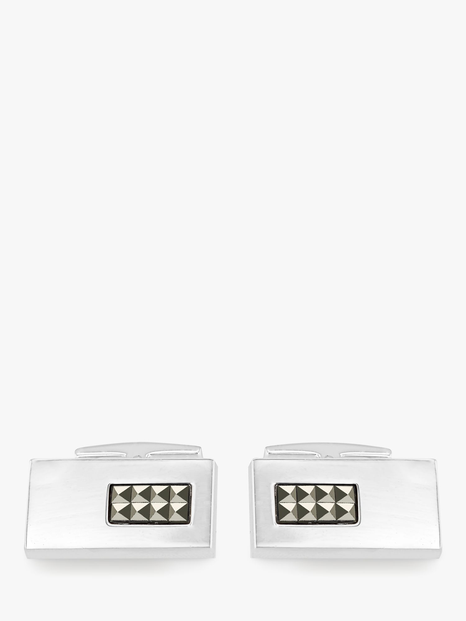 Buy Hoxton London Pyramid Marcasite Set Rectangle Cufflinks, Silver Online at johnlewis.com