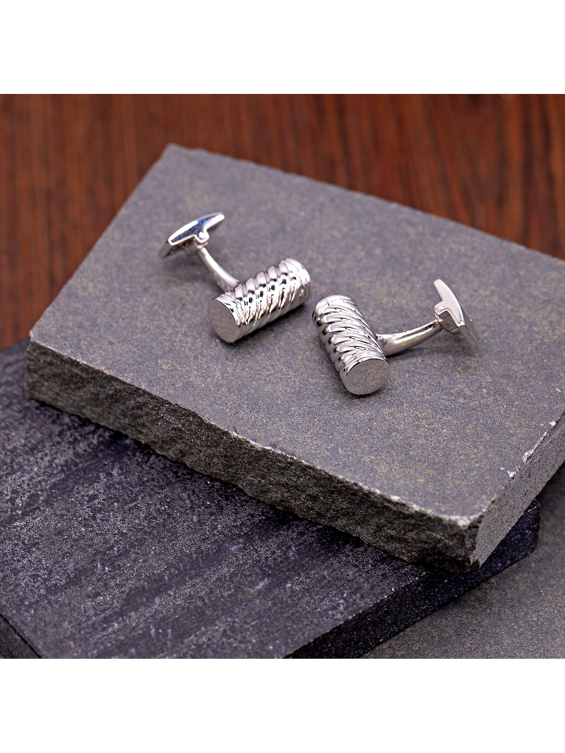 Buy Hoxton London Twist Cylindrical Cufflinks, Silver Online at johnlewis.com