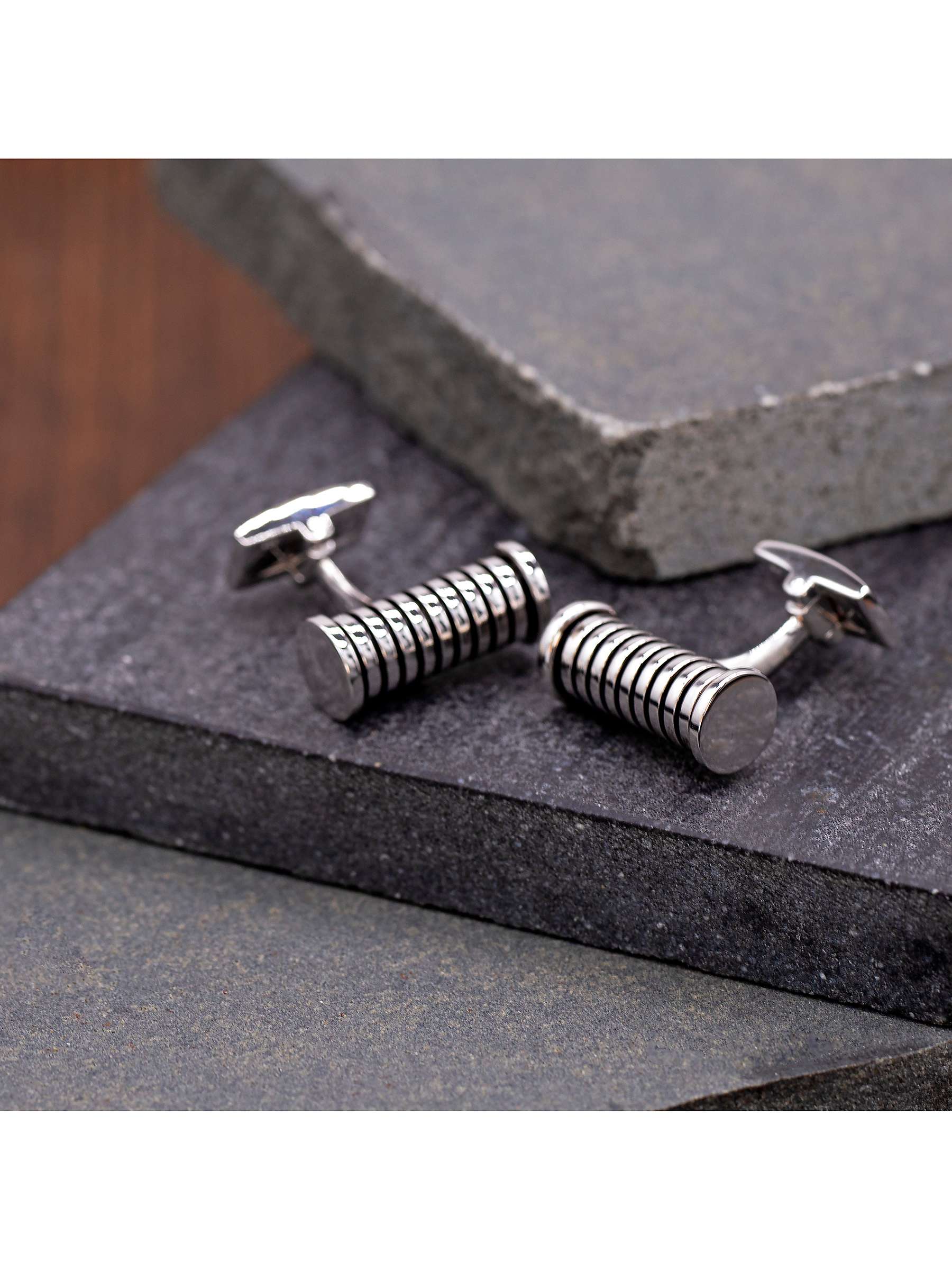 Buy Hoxton London Striped Cylindrical Cufflinks, Silver Online at johnlewis.com