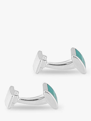 Hoxton London Turquoise Rectangle Cufflinks, Silver/Blue