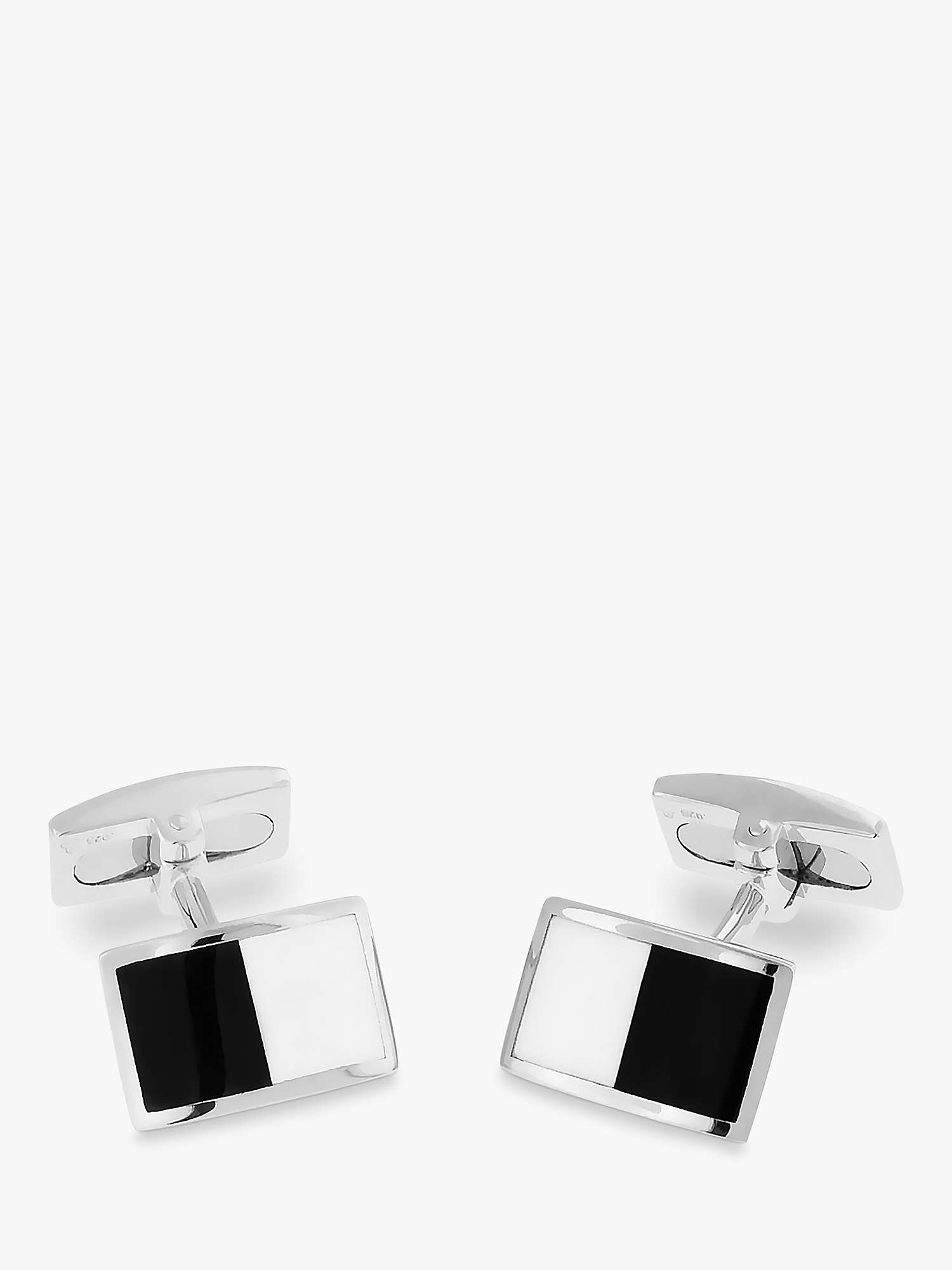 Buy Hoxton London Agate Rectangle Cufflinks, Silver/Multi Online at johnlewis.com