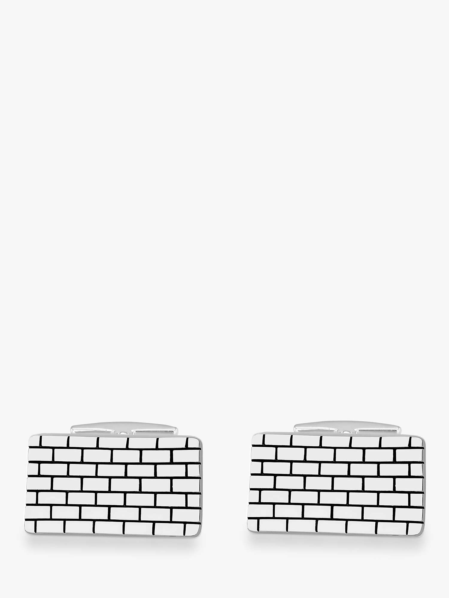 Buy Hoxton London Brick Pattern Rectangular Cufflinks, Silver Online at johnlewis.com
