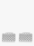 Hoxton London Brick Pattern Rectangular Cufflinks, Silver