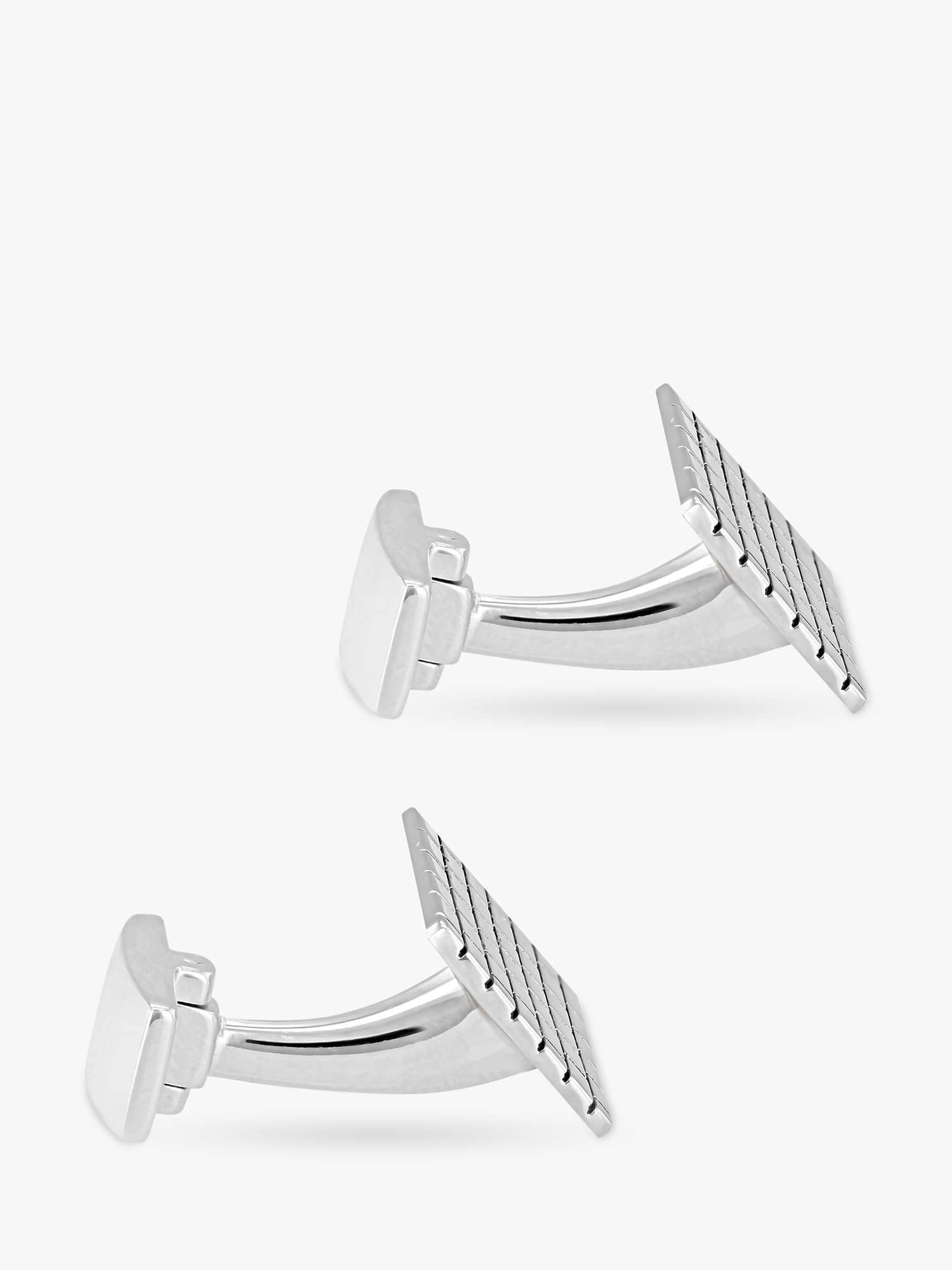 Buy Hoxton London Brick Pattern Rectangular Cufflinks, Silver Online at johnlewis.com