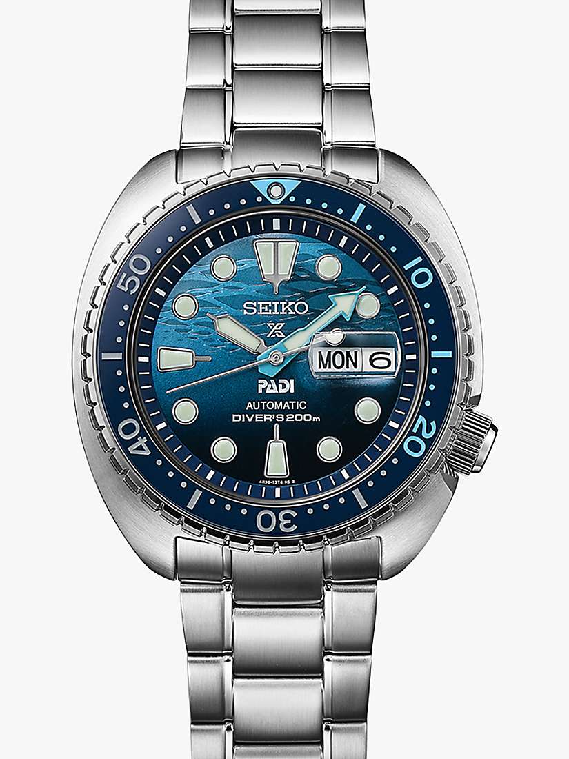 Buy Seiko SRPK01K1 Men's Prospex Great Blue Turtle Scuba PADI Special Edition Bracelet Strap Watch, Blue/Silver Online at johnlewis.com
