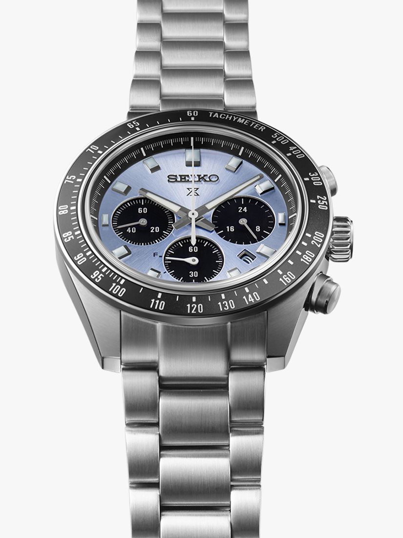 Buy Seiko SSC935P1 Men's Prospex Crystal Trophy Speedtimer Solar Chronograph Bracelet Strap Watch, Ice Blue/Silver Online at johnlewis.com