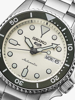 Seiko SRPK31K1 Men's 5 Sports SKX Automatic Bracelet Strap Watch, Cream/Silver